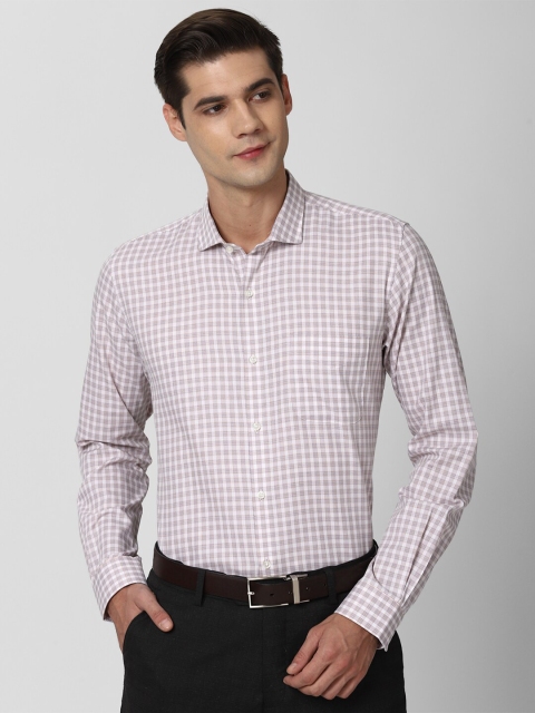

Peter England Men Grey Slim Fit Opaque Checked Formal Shirt