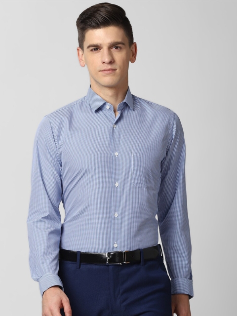

Peter England Men Blue Slim Fit Micro Checks Opaque Checked Formal Shirt