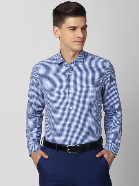 

Peter England Men Blue Slim Fit Opaque Checked Formal Shirt