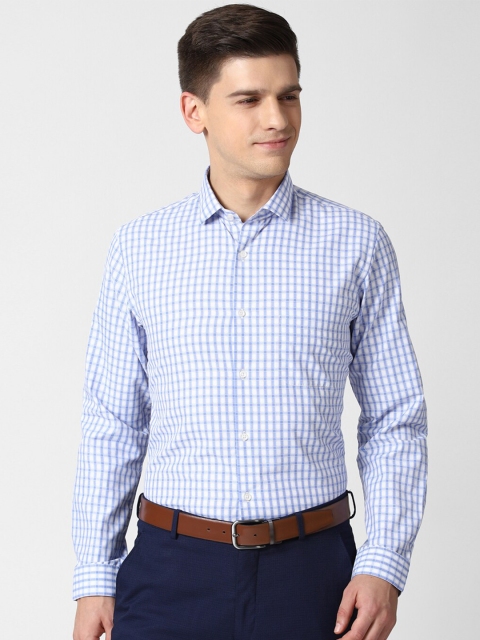 

Peter England Men Blue Slim Fit Opaque Checked Formal Shirt