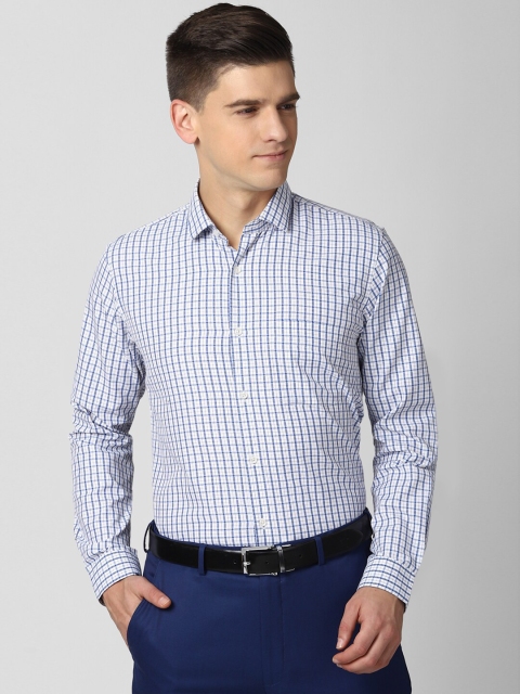 

Peter England Men Blue & White Slim Fit Opaque Checked Formal Shirt