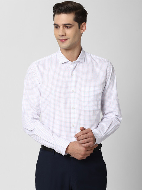 

Peter England Men White Slim Fit Grid Checked Opaque Formal Shirt