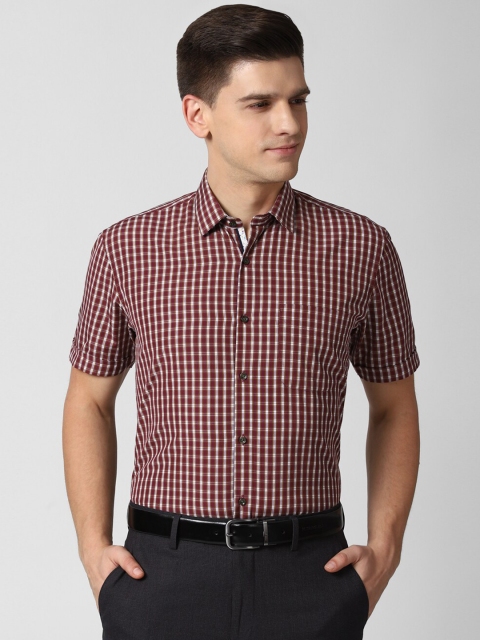 

Peter England Men Maroon Opaque Checked Formal Shirt