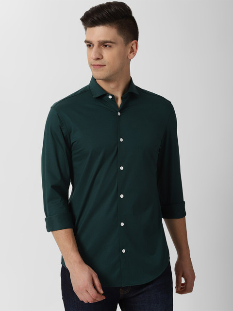 

Peter England Men Green Cotton Slim Fit Opaque Casual Shirt