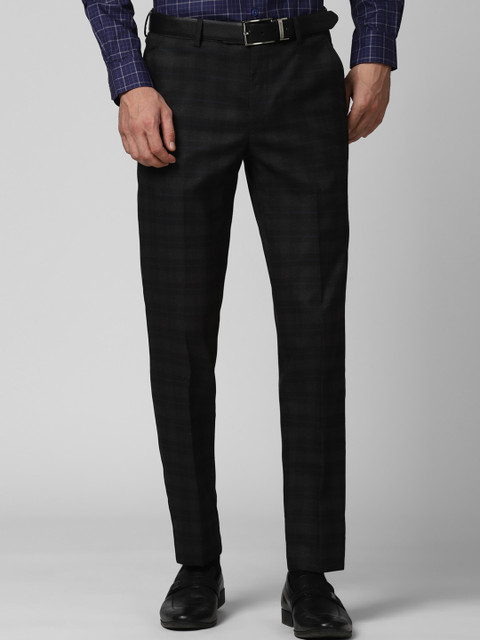 

Peter England Men Black Checked Slim Fit Formal Trousers