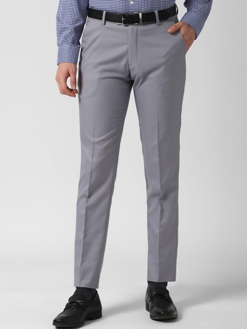 

Peter England Men Grey Textured Slim Fit Formal Trousers