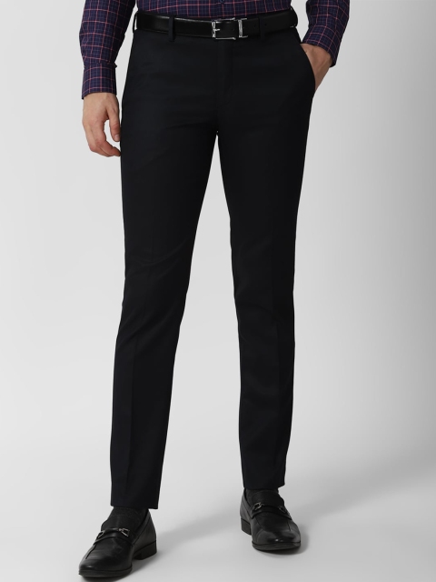 

Peter England Men Navy Blue Textured Slim Fit Formal Trousers