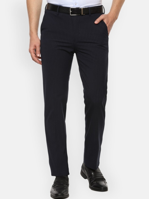 

Louis Philippe Men Black Striped Slim Fit Formal Trousers