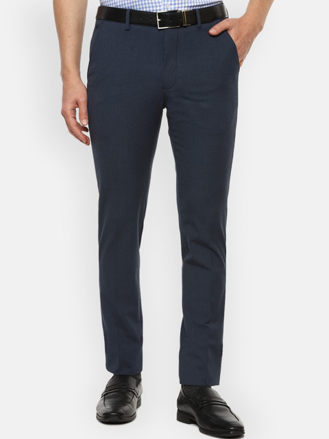 

Louis Philippe Men Navy Blue Slim Fit Formal Trousers