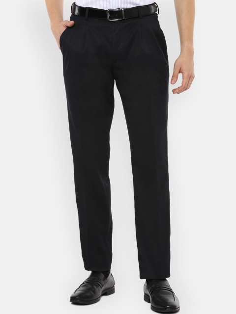 

Louis Philippe Men Black Pleated Formal Trousers