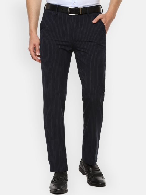 

Louis Philippe Men Black Striped Slim Fit Formal Trousers