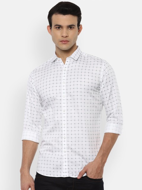 

V Dot Men White Slim Fit Opaque Pure Cotton Casual Shirt