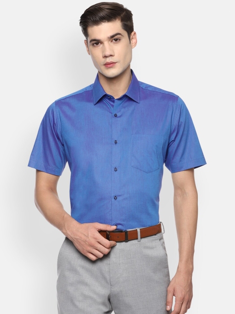 

Van Heusen Men Blue Opaque Pure Cotton Formal Shirt