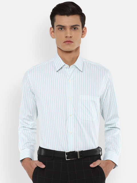 

Luxure by Louis Philippe Men Blue Opaque Striped Formal Shirt