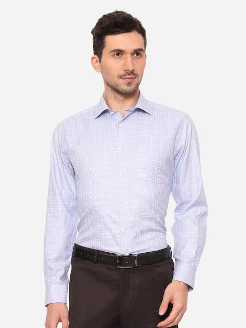 

Luxure by Louis Philippe Men Blue Opaque Checked Pure Cotton Formal Shirt