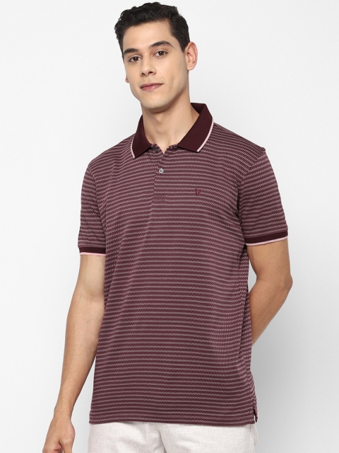 

Allen Solly Men Maroon Striped Polo Collar Cotton T-shirt