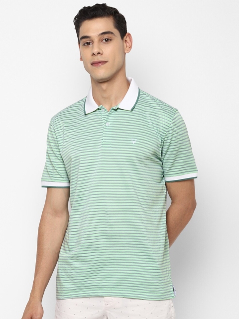 

Allen Solly Men Green Striped Polo Collar T-shirt