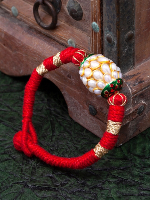 

DUGRISTYLE Women Red & White Pearl Beaded Bracelet
