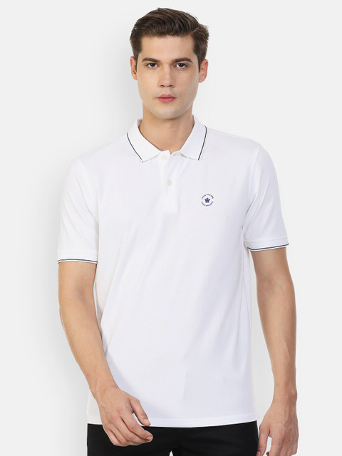 

Louis Philippe Men White Polo Collar T-shirt