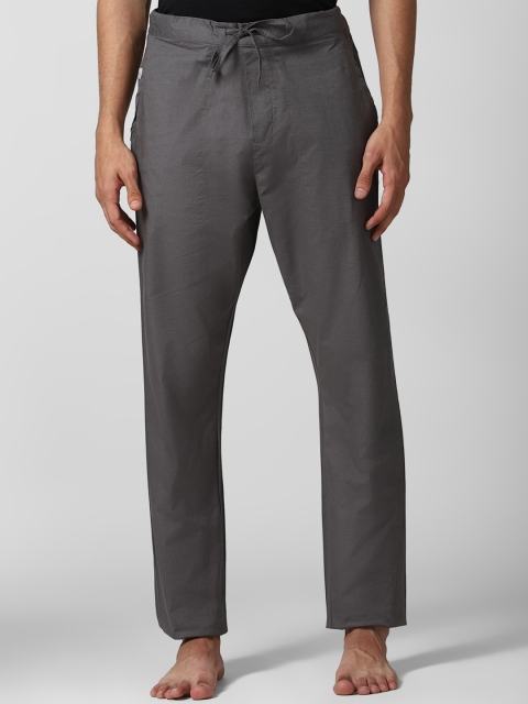 

Peter England Men Grey Solid Pure Cotton Straight Lounge Pants