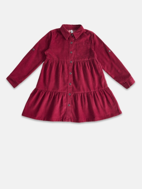 

Pantaloons Junior Maroon Pure Cotton Shirt Dress