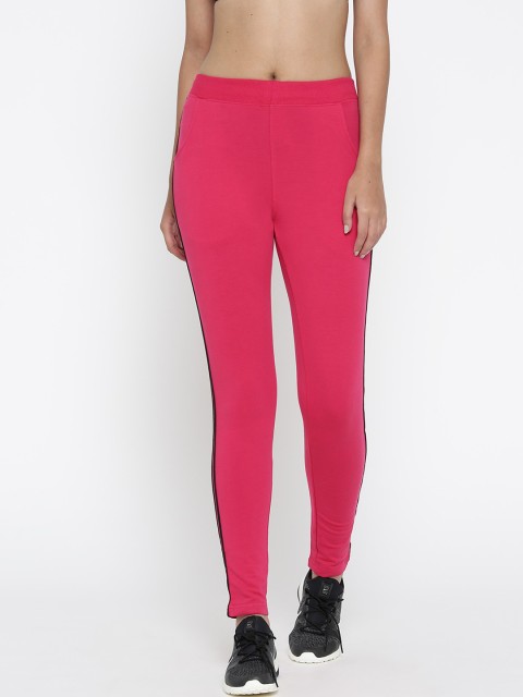 

Sweet Dreams Women Pink Solid Cotton Track Pants With Side Stripes