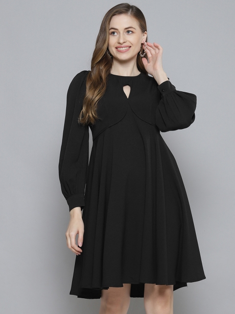 

Femella Black Keyhole Neck Empire Dress