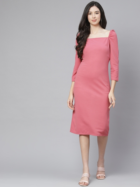 

Selvia Women Pink Solid Scuba Bodycon Dress