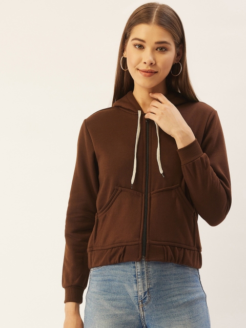 

Belle Fille Women Brown Solid Fleece Lightweight Tailored Jacket