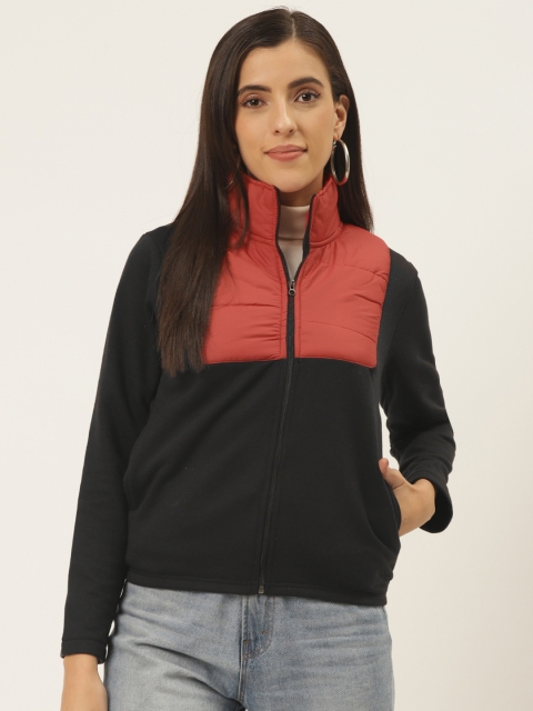 

Belle Fille Women Black & Red Fleece Lightweight Padded Jacket