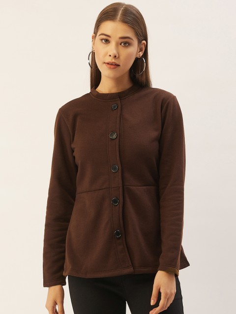 

Belle Fille Women Brown Fleece Lightweight Tailored Jacket