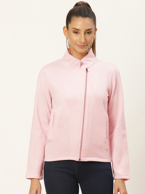 

Belle Fille Women Pink Solid Fleece Lightweight Tailored Jacket