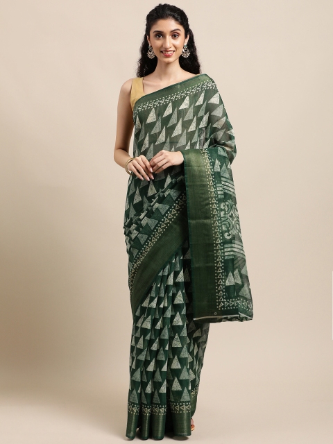 

KALINI Green Jute Cotton Uppada Saree