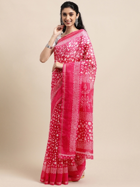 

KALINI Pink Jute Cotton Uppada Saree