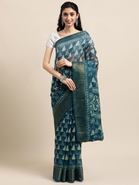 

KALINI Blue Jute Cotton Uppada Saree