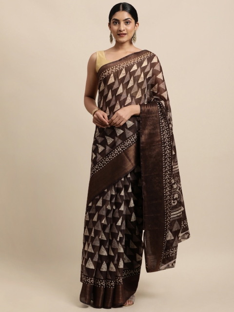 

KALINI Navy Blue Zari Jute Cotton Uppada Saree