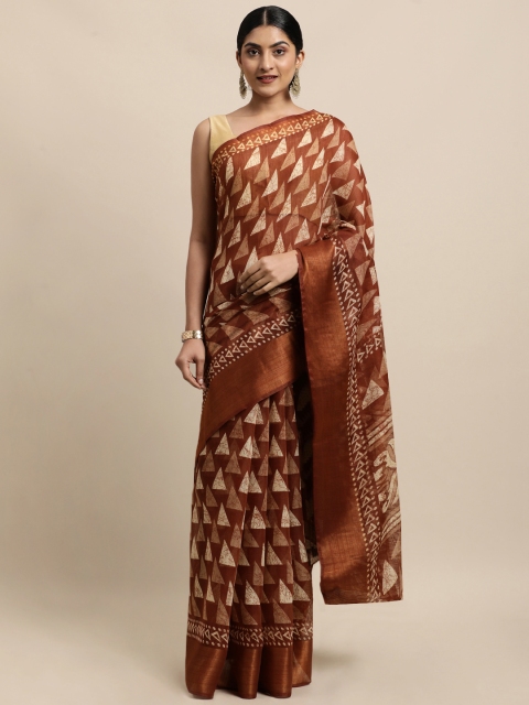 

KALINI Orange Jute Cotton Uppada Saree