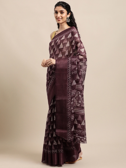 

KALINI Magenta Jute Cotton Uppada Saree