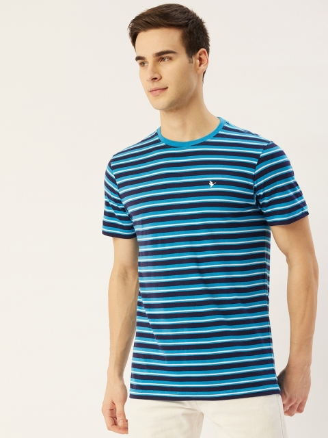 

AM SWAN Men Blue Striped T-shirt