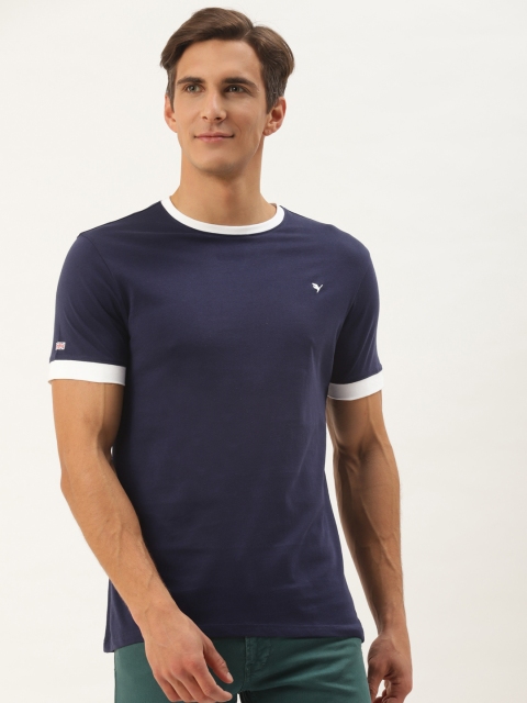 

AM SWAN Men Navy Blue Indigo T-shirt