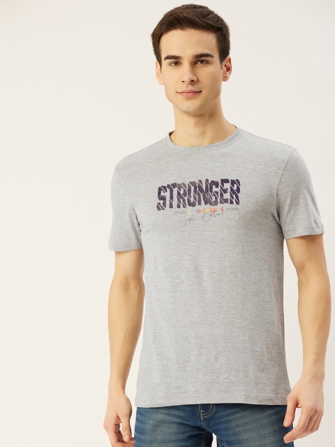 

AM SWAN Men Grey Typography T-shirt