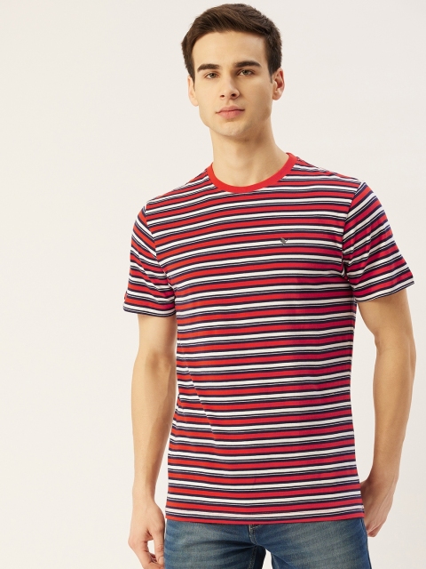 

AM SWAN Men Red & White Striped T-shirt