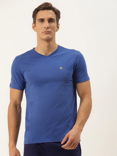 

AM SWAN Men Blue V-Neck Indigo T-shirt