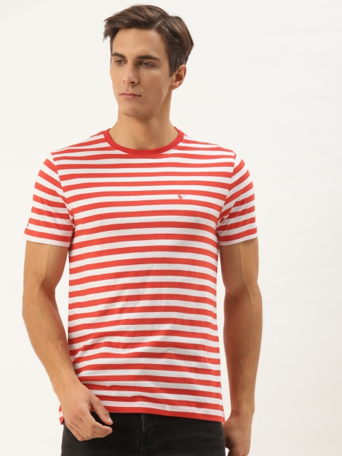 

AM SWAN Men Red & White Striped T-shirt