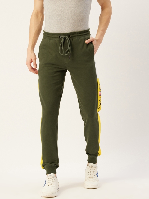 

AM SWAN Men Olive Green Solid Joggers