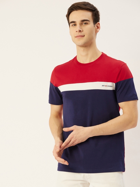 

AM SWAN Men Red & Blue Colourblocked T-shirt