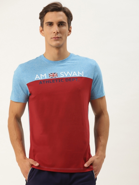 

AM SWAN Men Red & Blue Colourblocked T-shirt