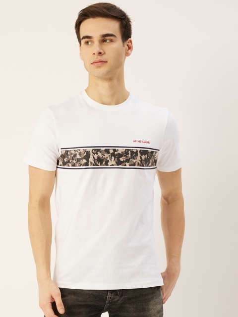 

AM SWAN Men White Printed T-shirt