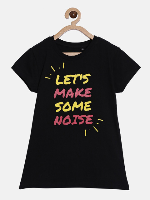 

SayItLoud Girls Black Typography Printed T-shirt