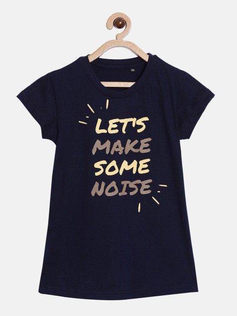 

SayItLoud Girls Black Typography Printed Pure Cotton T-shirt